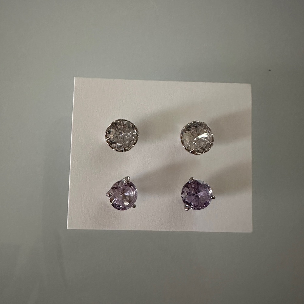 Kate Spade Silver and Purple Stud Earrings